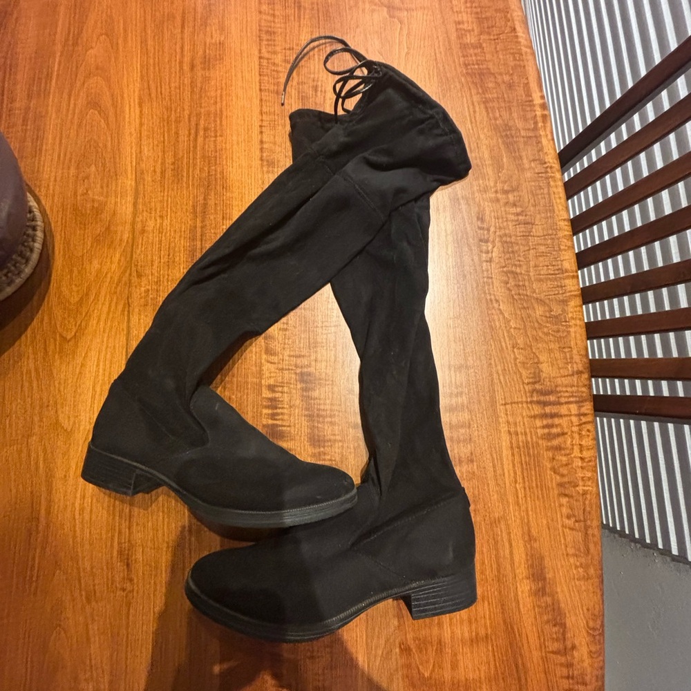 Over the knee black boots